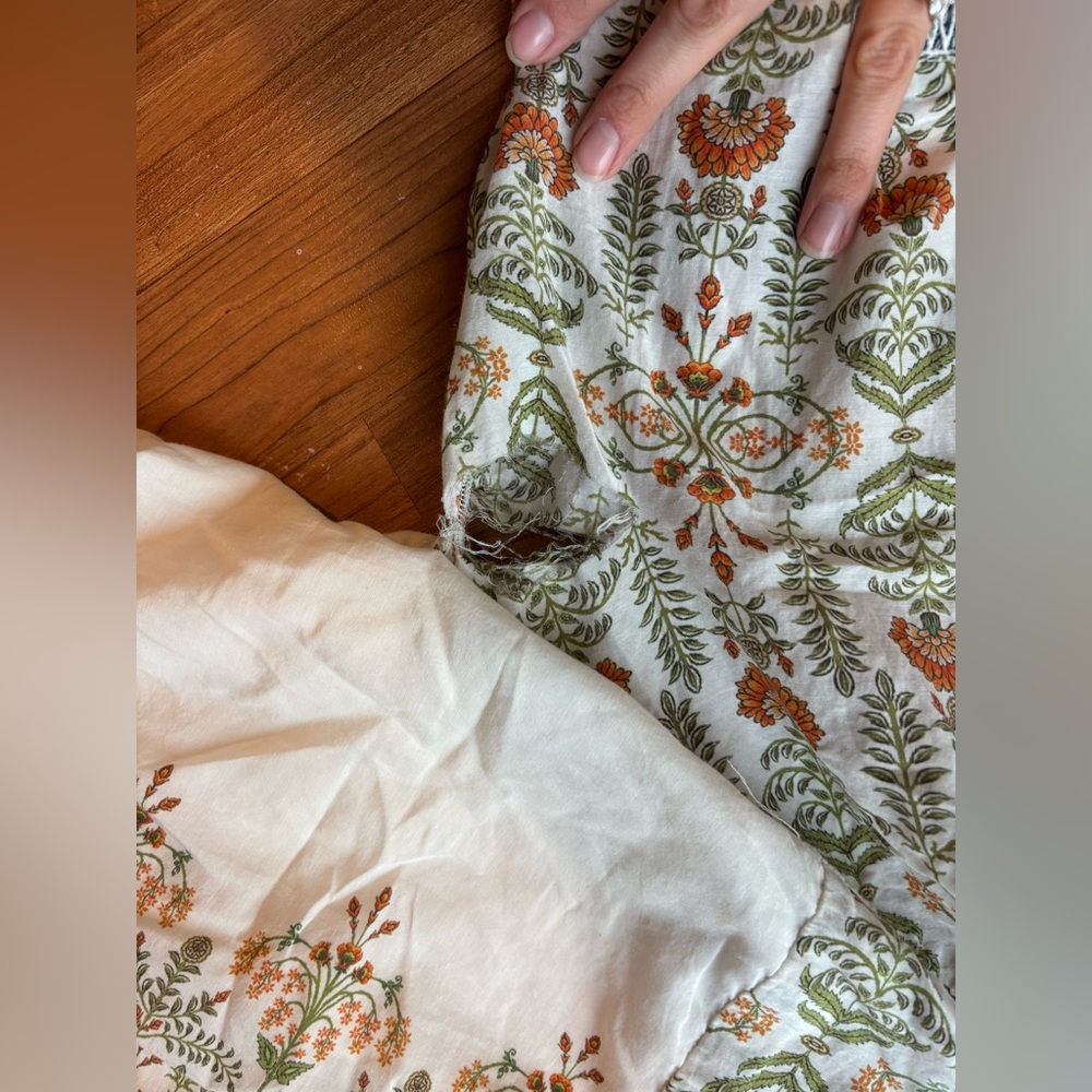 Anthropologie Button Down Eleanora Maxi ShirtDress Botanical Motif XL Needs TLC - Picture 6 of 6